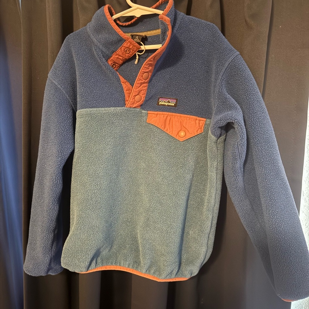 Patagonia Blue and Orange Zip Up Sweater